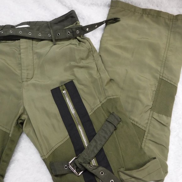 Hot & Delicious Buckle Zip Up Olive Green Cargo Pants, Size S - Picture 7 of 14